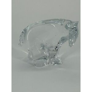 Clear Glass Polar Bear Figurine Sculpture Art Glass Animal Decor